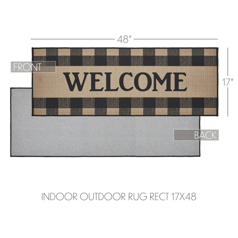 Black Check Welcome Indoor/Outdoor Rug Rect 17x48