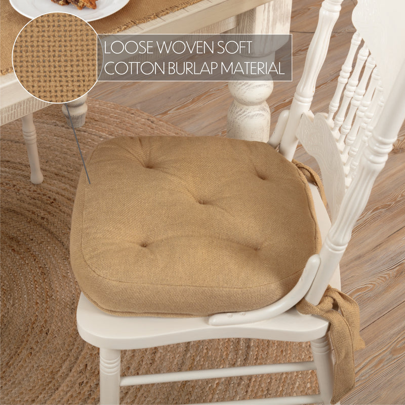 Burlap Natural Cotton Farmhouse Country Vintage Chair Pad 15x15 - VHC Brands