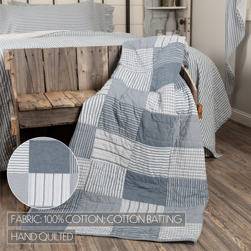 Sawyer Mill Blue Block Quilted Throw 50x60