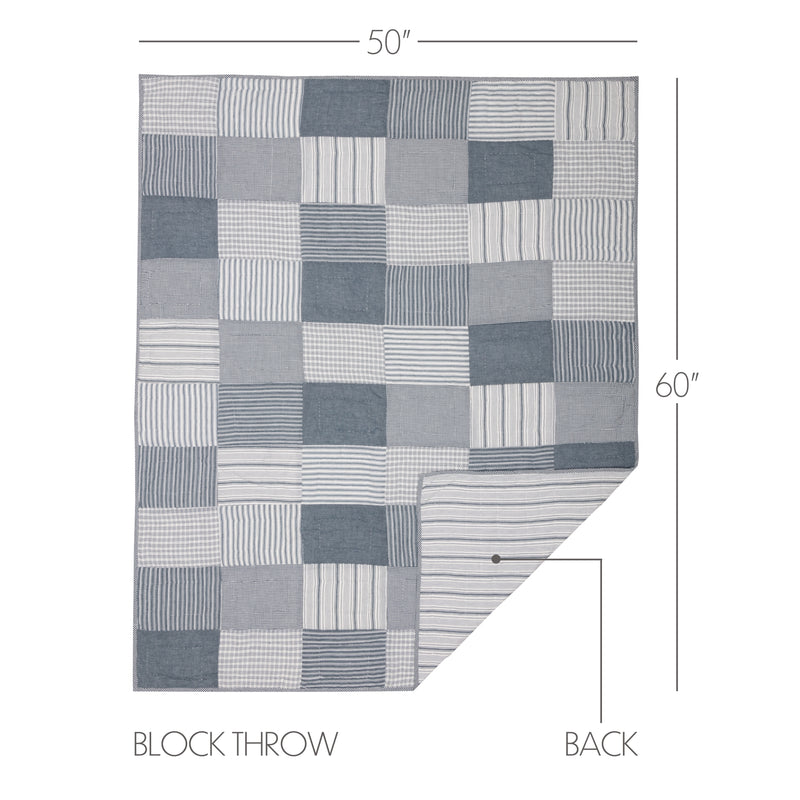 Sawyer Mill Blue Block Quilted Throw 50x60