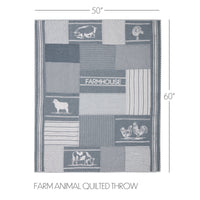 Sawyer Mill Blue Farm Animal Quilted Throw 50x60