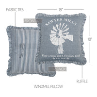 Sawyer Mill Blue Windmill Pillow 18x18