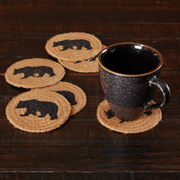 Wyatt Stenciled Bear Jute Coaster Set of 6