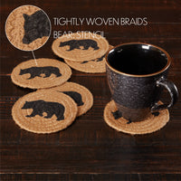 Wyatt Stenciled Bear Jute Coaster Set of 6