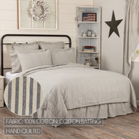 Hatteras Seersucker Blue Ticking Stripe King Quilt Coverlet 105Wx95L