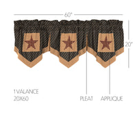 Patriotic Patch Star Block Valance Pleated 20x60