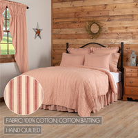 Sawyer Mill Red Ticking Stripe Queen Quilt Coverlet 90Wx90L **BACKORDERED UNTIL DECEMBER 2024**