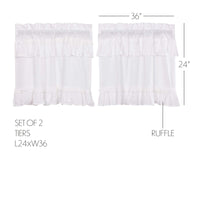 Muslin Ruffled Bleached White Tier Set of 2 L24xW36