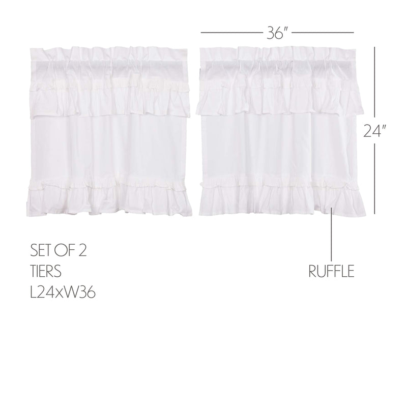 Muslin Ruffled Bleached White Tier Set of 2 L24xW36