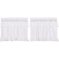 Muslin Ruffled Bleached White Tier Set of 2 L24xW36