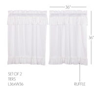 Muslin Ruffled Bleached White Tier Set of 2 L36xW36