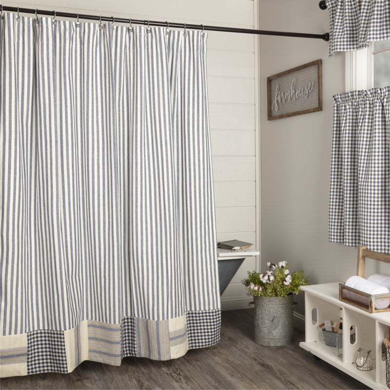 Doylestown Block Border Shower Curtain 72Lx72W