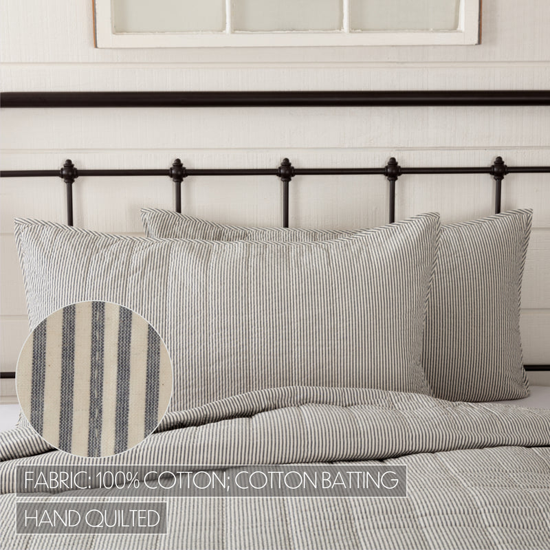 Hatteras Seersucker Blue Ticking Stripe King Sham 21x37