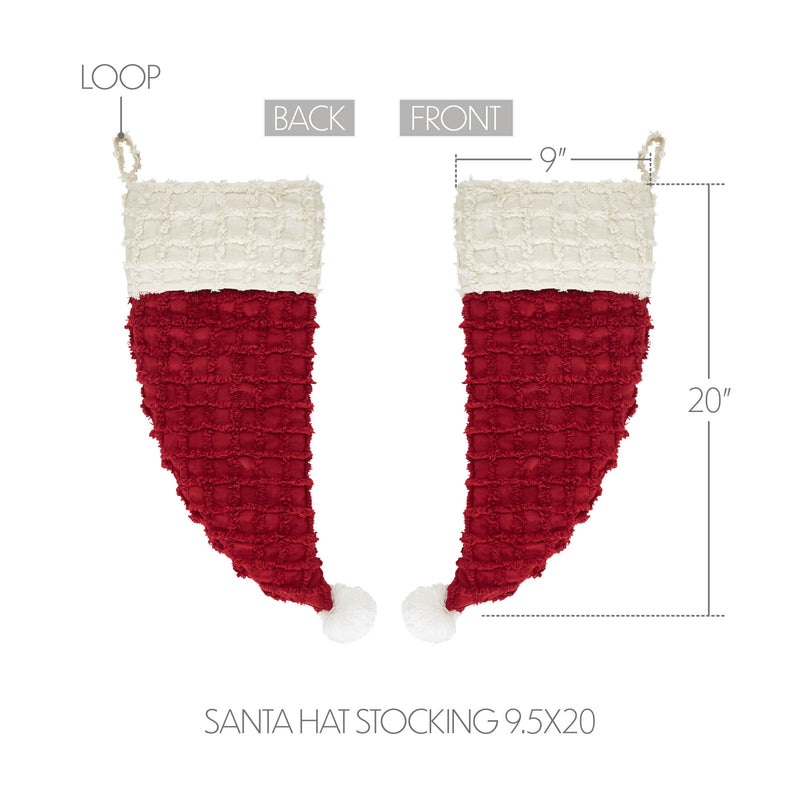 Kringle Chenille Santa Hat Stocking 9.5x20