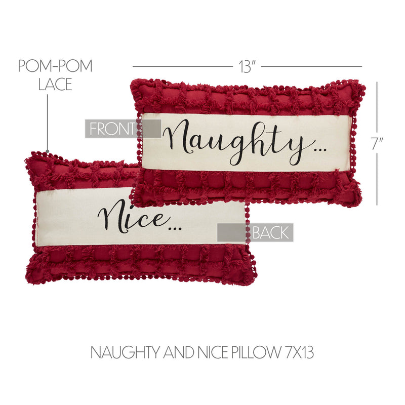Kringle Chenille Naughty and Nice Pillow 7x13