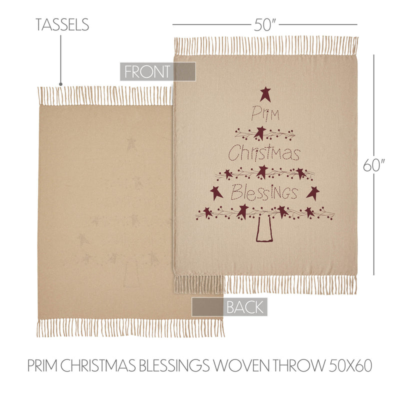 Gable Prim Christmas Blessings Woven Throw 50x60