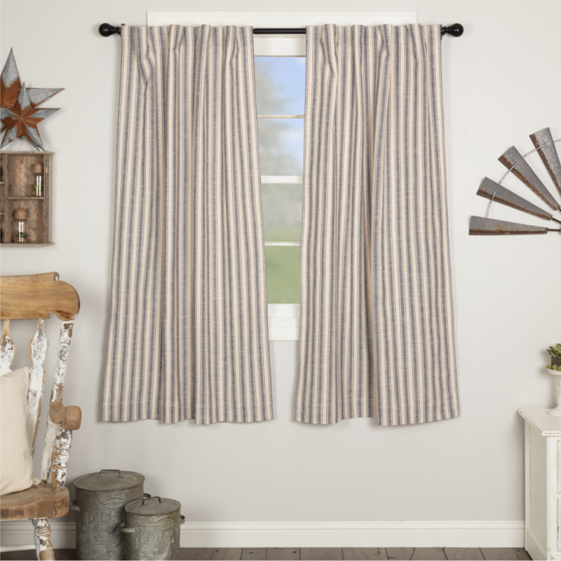 Market Place Blue Ticking Stripe Short Panel Set of 2 63Lx36W