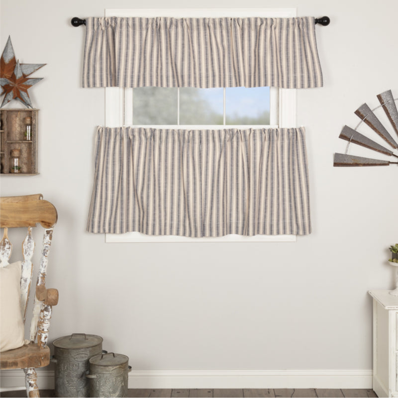 Market Place Blue Ticking Stripe Tier Set of 2 24Lx36W