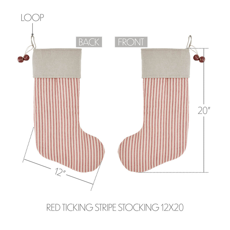 Sawyer Mill Red Ticking Stripe Stocking 12x20