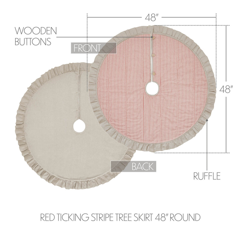Sawyer Mill Red Ticking Stripe Tree Skirt 48