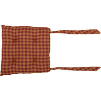 Burgundy Check Farmhouse Primitive Country Rustic Chair Pad 14x14 - VHC Brands