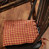 Burgundy Check Farmhouse Primitive Country Rustic Chair Pad 14x14 - VHC Brands