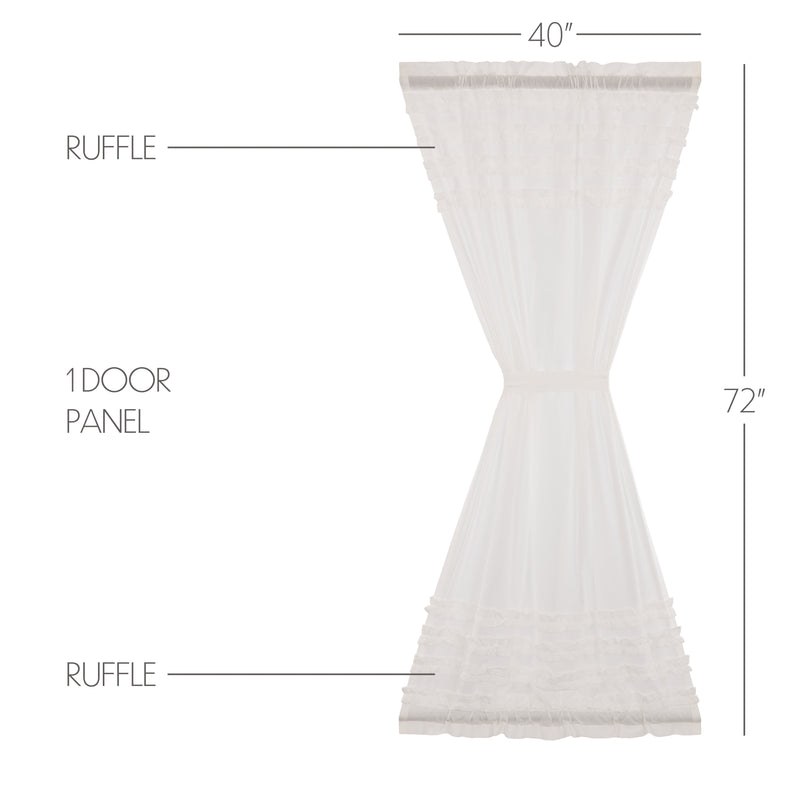 White Ruffled Sheer Petticoat Door Panel 72x40 **BACKORDERED UNTIL MARCH 2025**