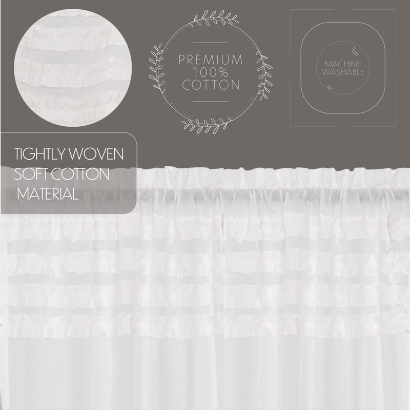 White Ruffled Sheer Petticoat Door Panel 72x40 **BACKORDERED UNTIL MARCH 2025**