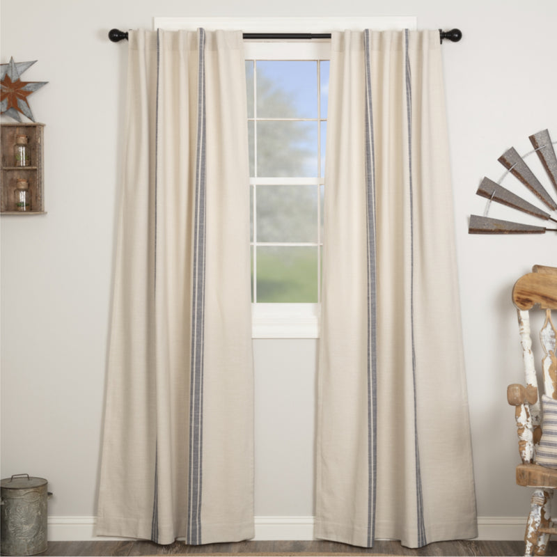 Market Place Blue Grain Sack Stripe Panel Set of 2 96Lx50W