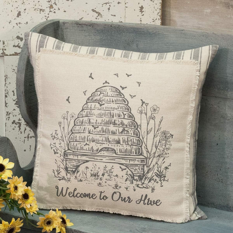 Welcome to Our Hive Pillow Cover 18Lx18W