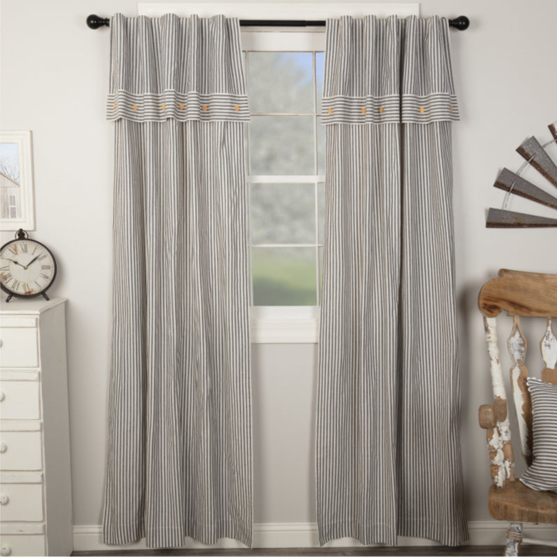 Farmhouse Ticking Gray Panel Set of 2 96Lx50W