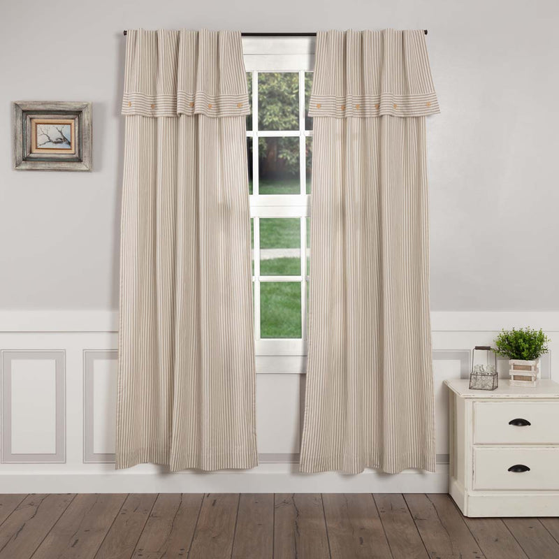 Farmhouse Ticking Taupe Panel Set of 2 96Lx50W