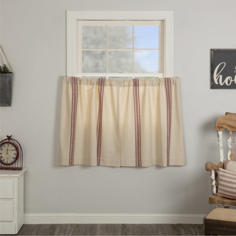 Market Place Red Grain Sack Stripe Tier Set of 2 36Lx36W