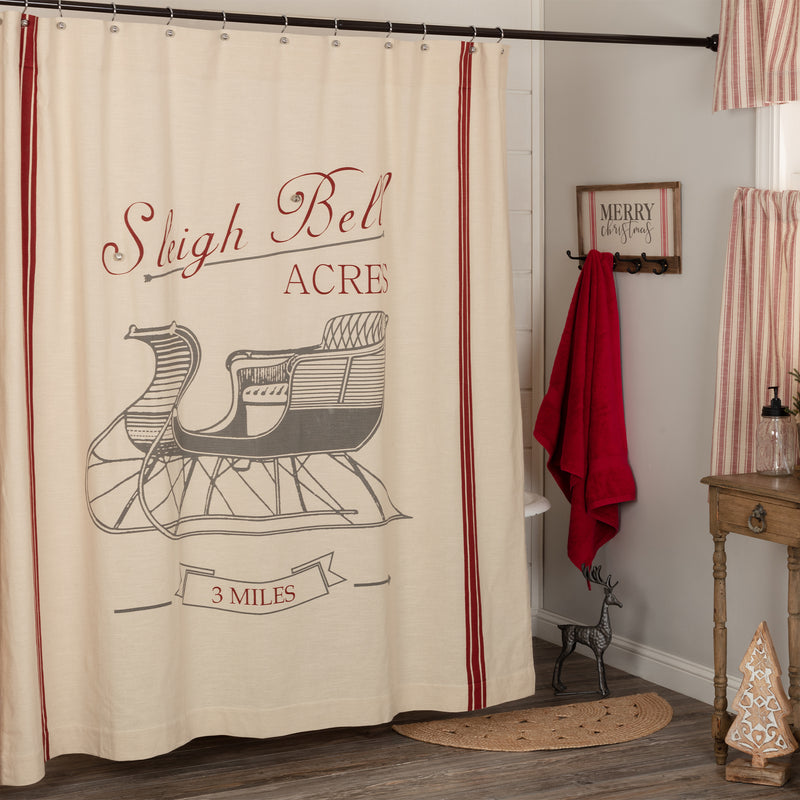 Sleigh Bells Ring Shower Curtain 72Lx72W