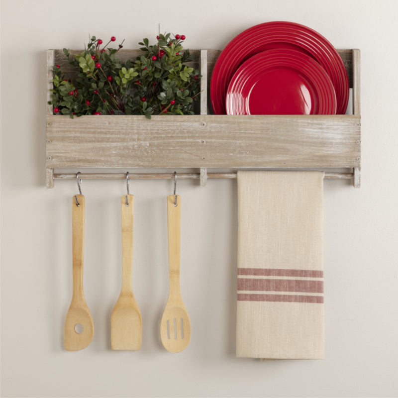 Market Place Red Grain Sack Stripe Tea Towel 28Lx19W