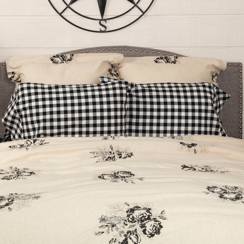 Vintage Check Black Standard Sham Set of 2 27Lx21W+4