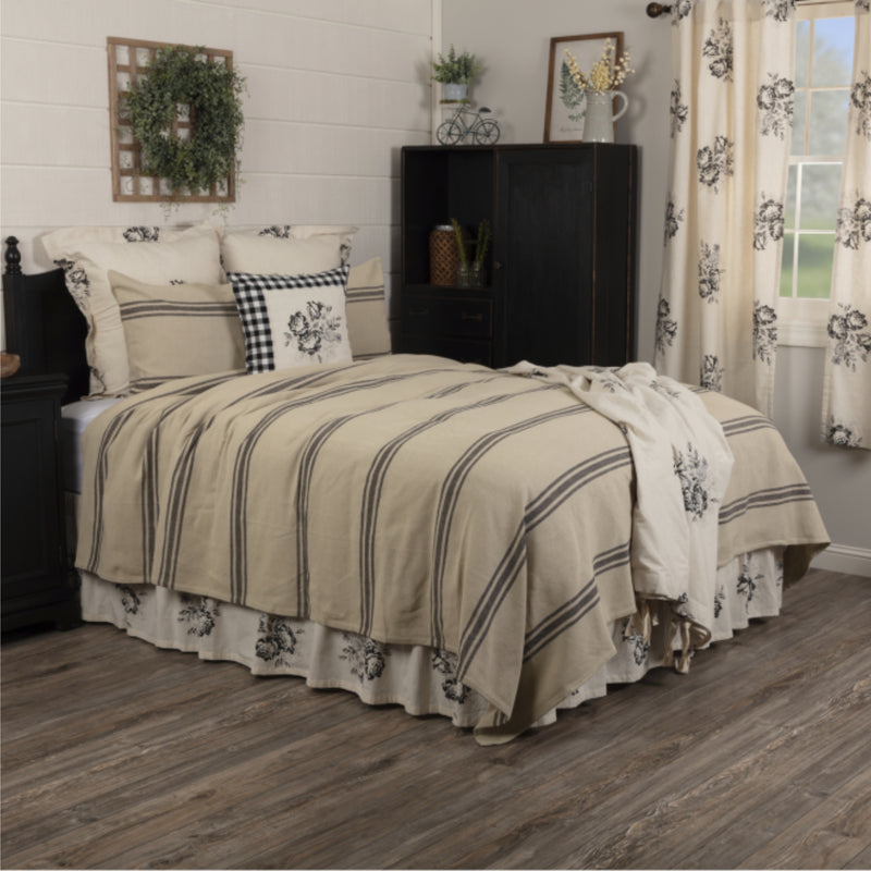 Mill House Stripe Black King Coverlet 97Lx110W
