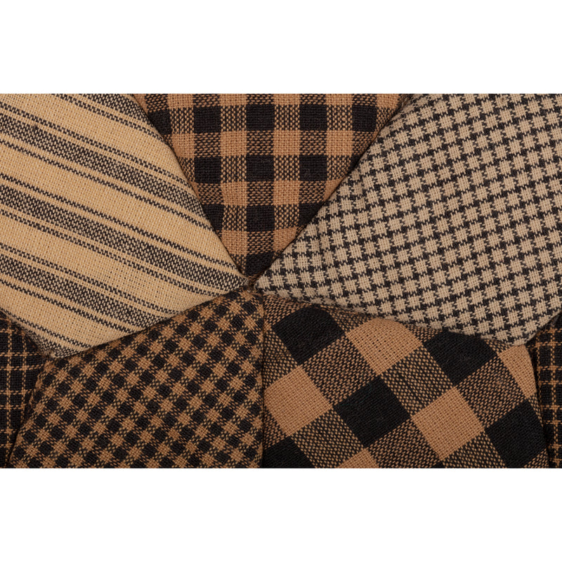 Farmhouse Star Primitive Country Check Patchwork Chair Pad 14x14 - VHC Brands