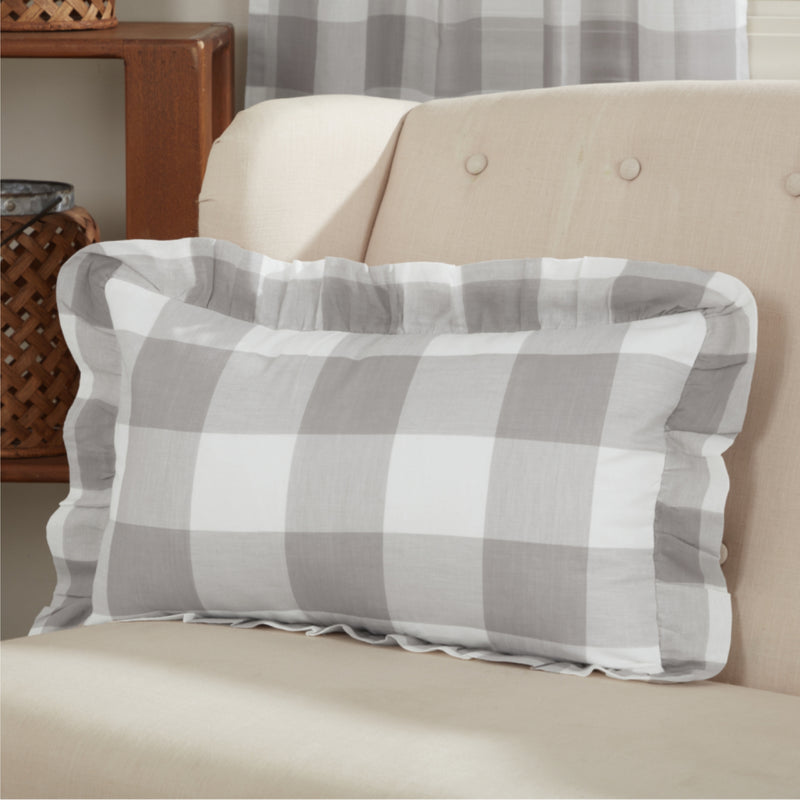 Madison Check Gray Pillow Cover 20Lx12W