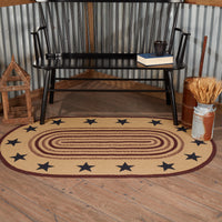 Potomac Jute Rug Oval Stencil Stars w/ Pad 36x60