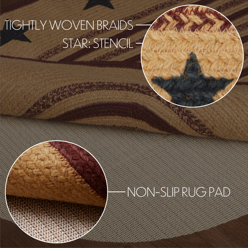 Potomac Jute Rug Oval Stencil Stars w/ Pad 36x60