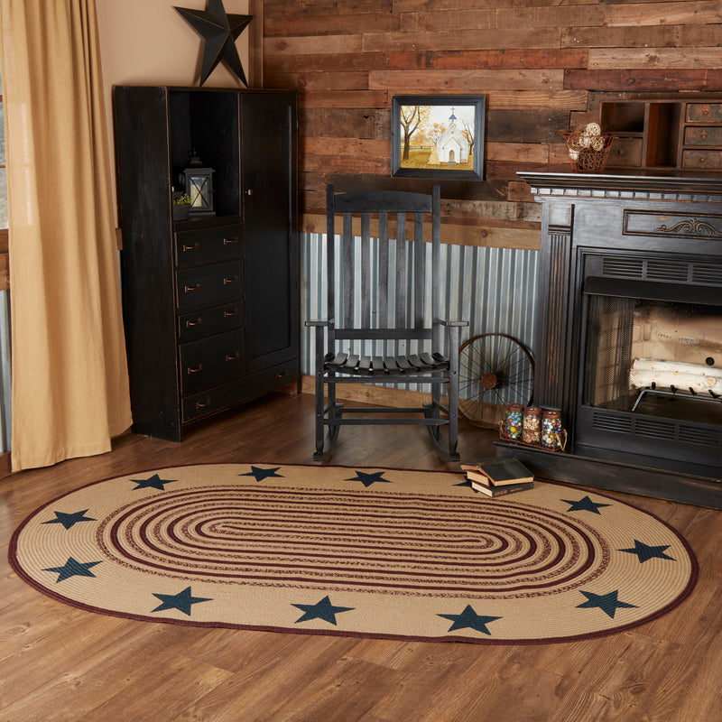 Potomac Jute Rug Oval Stencil Stars w/ Pad 60x96