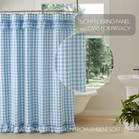 Annie Buffalo Blue Check Ruffled Shower Curtain 72x72 **BACKORDERED UNTIL JANUARY 2025**