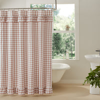 Annie Buffalo Portabella Check Ruffled Shower Curtain 72x72 **BACKORDERED UNTIL JANUARY 2025**