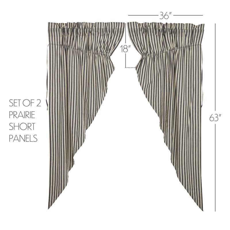Ashmont Ticking Stripe Prairie Short Panel Set of 2 63x36x18