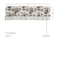 Annie Portabella Floral Ruffled Valance 16x72 **BACKORDERED UNTIL FEBRUARY 2025**