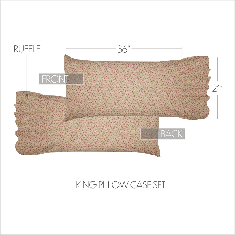 Camilia Ruffled King Pillow Case Set of 2 21x36+8