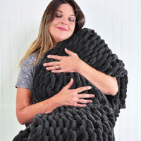Chenille Chunky Knit Throw ~ Charcoal