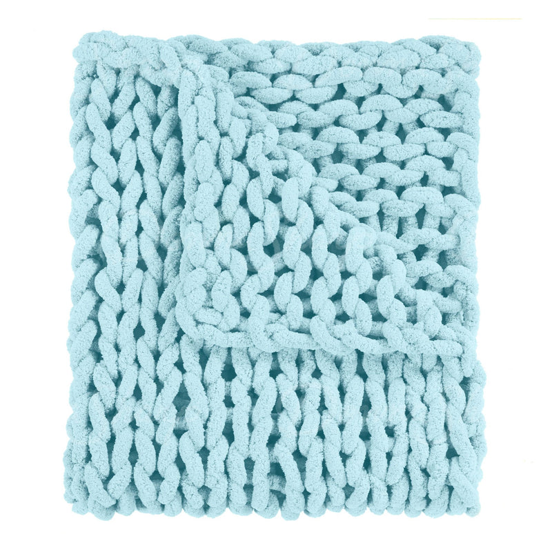 Chenille Chunky Knit Throw ~ Mist