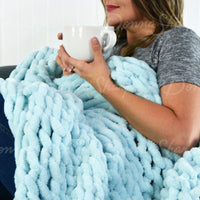 Chenille Chunky Knit Throw ~ Mist **DISCONTINUED QUANTITIES LIMITED**